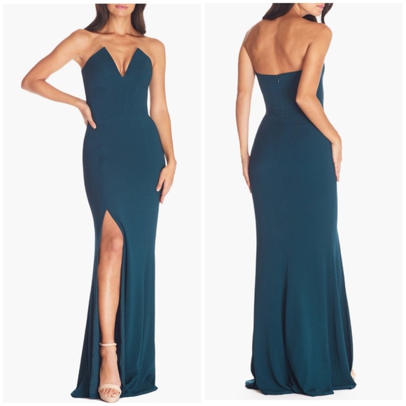 New Dress the PopulationFernanda Strapless
Evening Gown in Pine Size M - Picture 1 of 5